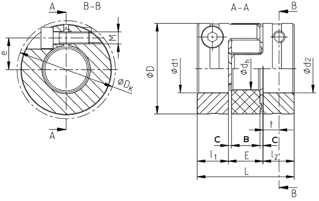 Sprzęgło kłowe JM55C 20mm/25mm