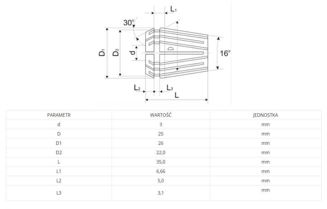 Komplet tulejek zaciskowych ER25 KPL.14, 2-15mm w drewnianej kasetce Komplet tulejek zaciskowych ER25 KPL.14, 2-15mm w drewnianej kasetce