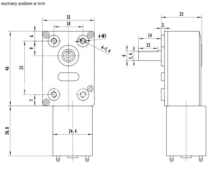 Silnik z przekładnią ślimakową 200:1 30RPM 6VDC Silnik z przekładnią ślimakową 200:1 30RPM 6VDC