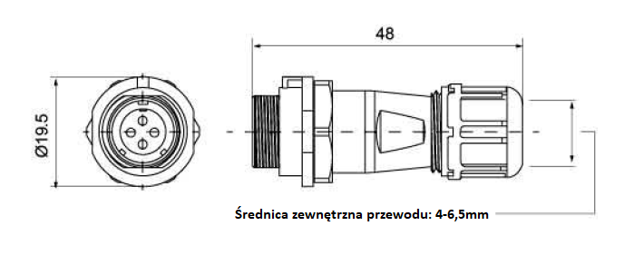 Złącze elektryczne TS13CP04 5A/200V Złącze elektryczne TS13CP04 5A/200V