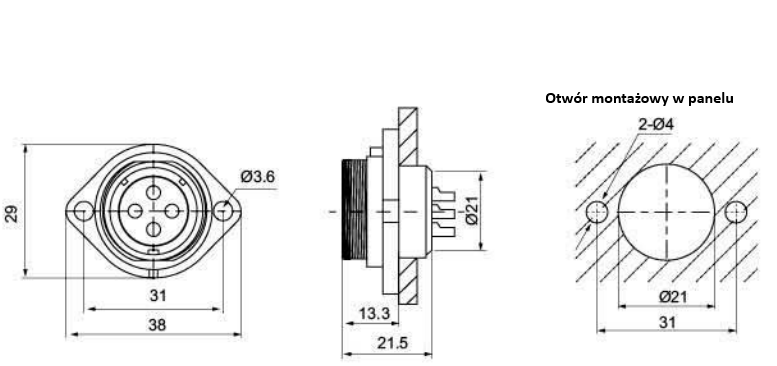 Złącze elektryczne TS21FP05B 2X30A+3X5A/500V Złącze elektryczne TS21FP05B 2X30A+3X5A/500V