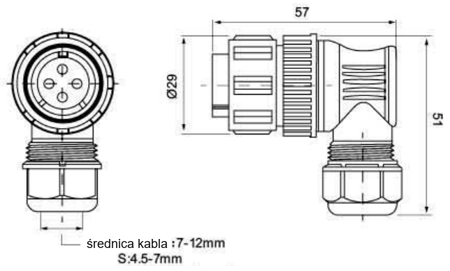 Złącze elektryczne TS21NS05B 2X30A+3X5A/500V Złącze elektryczne TS21NS05B 2X30A+3X5A/500V