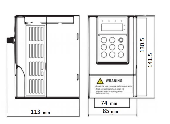 Falownik skalarny jednofazowy D12-S2-0R7G-1PH 1X230V 0.75kW 3A Falownik skalarny jednofazowy D12-S2-0R7G-1PH 1X230V 0.75kW 3A