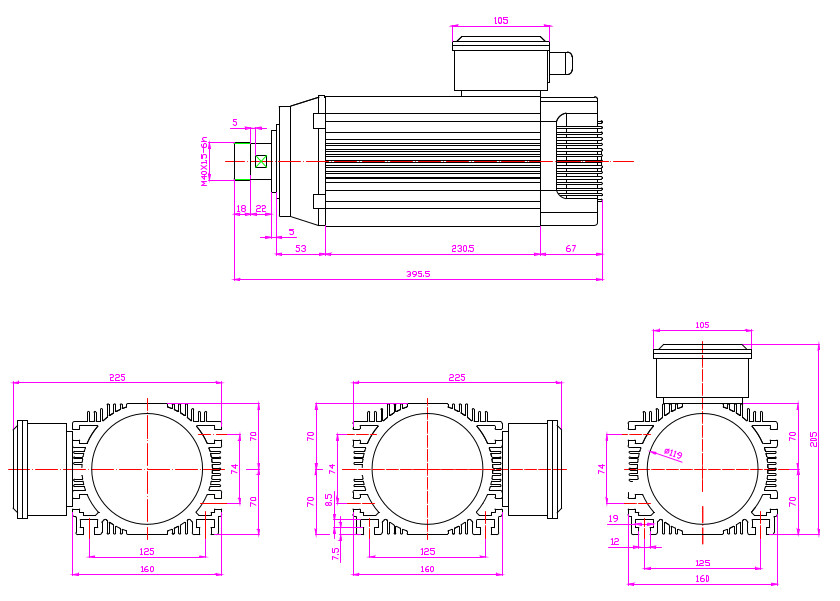 Elektrowrzeciono wolnoobrotowe GDZ80M-3B 4kW 230/380V 3000rpm 50Hz ER32 Elektrowrzeciono wolnoobrotowe GDZ80M-3B 4kW 230/380V 3000rpm 50Hz ER32