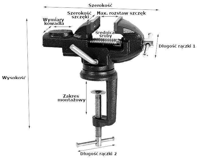 Imadło stołowe z kowadłem szczęki 50 mm Imadło stołowe z kowadłem szczęki 50 mm