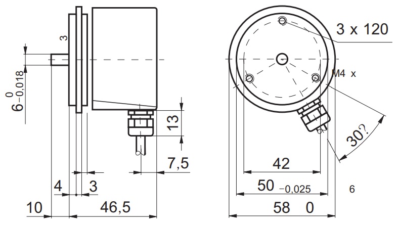 Enkoder inkrementalny obrotowy ROD-PIE5806-500-12C5-30T, 500imp/obr, 5-30VDC, fi58mm, wałek 6mm, Line Driver Enkoder inkrementalny obrotowy ROD-PIE5806-500-12C5-30T, 500imp/obr, 5-30VDC, fi58mm, wałek 6mm, Line Driver