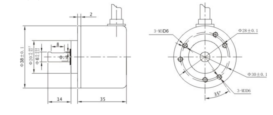 Enkoder inkrementalny obrotowy PIB3806-500-G5-30T, 500imp/obr, 5-30VDC, fi38mm, wałek 6mm, Line Driver Enkoder inkrementalny obrotowy PIB3806-500-G5-30T, 500imp/obr, 5-30VDC, fi38mm, wałek 6mm, Line Driver