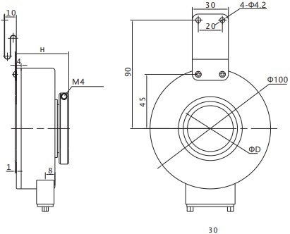 Enkoder inkrementalny obrotowy PKT1040-1024Z-G5-30T, 1024imp/obr, 5-30VDC, fi100mm, otwór 40mm, Line Driver Enkoder inkrementalny obrotowy PKT1040-1024Z-G5-30T, 1024imp/obr, 5-30VDC, fi100mm, otwór 40mm, Line Driver