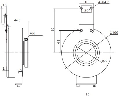 Enkoder inkrementalny obrotowy PKT1055-1024Z-G5-30T, 1024imp/obr, 5-30VDC, fi100mm, otwór 55mm, Line Driver Enkoder inkrementalny obrotowy PKT1055-1024Z-G5-30T, 1024imp/obr, 5-30VDC, fi100mm, otwór 55mm, Line Driver