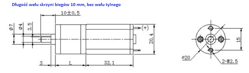 Silnik 20D-6V-450RPM 6V, 450 obr/min Silnik 20D-6V-450RPM 6V, 450 obr/min