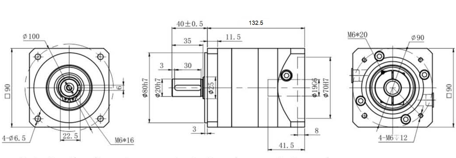 Przekładnia planetarna (SPLF90-016MA) SERVO 80x80 1:16 wał silnika 19mm Przekładnia planetarna (SPLF90-016MA) SERVO 80x80 1:16 wał silnika 19mm