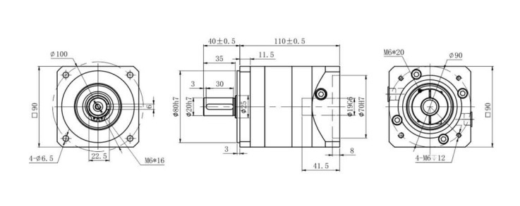 Przekładnia planetarna (SPLF90-05MA) SERVO 80x80 1:5 wał silnika 19mm Przekładnia planetarna (SPLF90-05MA) SERVO 80x80 1:5 wał silnika 19mm