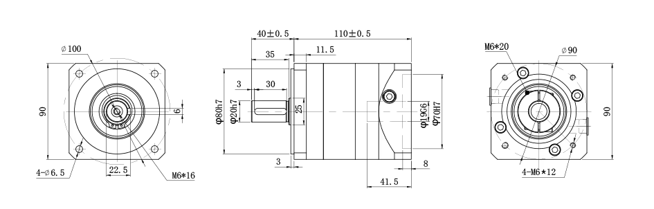 Przekładnia planetarna (SPLF90-07MA) SERVO 80x80 1:7 wał silnika 19mm Przekładnia planetarna (SPLF90-07MA) SERVO 80x80 1:7 wał silnika 19mm