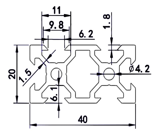 Profil aluminiowy V-SLOT czarny 20x40 - 1500mm Profil aluminiowy V-SLOT czarny 20x40 - 1500mm