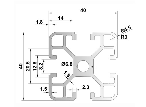 Profil aluminiowy 40x40 lekki rowek 8 - 400mm Profil aluminiowy 40x40 lekki rowek 8 - 400mm