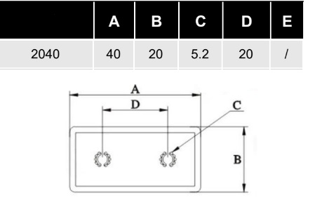 Zaślepka końcowa do profili 20x40 V-SLOT Zaślepka końcowa do profili 20x40 V-SLOT