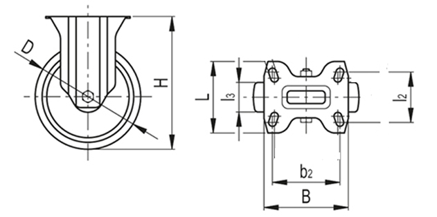 Kółko stałe fi 160mm gumowe z płytą montażową, nośność 145 kg 4002 - 160x40