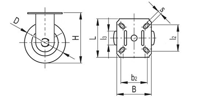 Kółko fi 206mm gumowe z płytą montażową, nośność 235 kg 1101 - 206x58