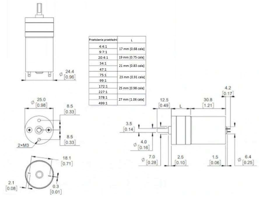 Silnik 25Dx50L 20.4:1 6V 480RPM zamiennik Pololu 1572 Silnik 25Dx50L 20.4:1 6V 480RPM zamiennik Pololu 1572