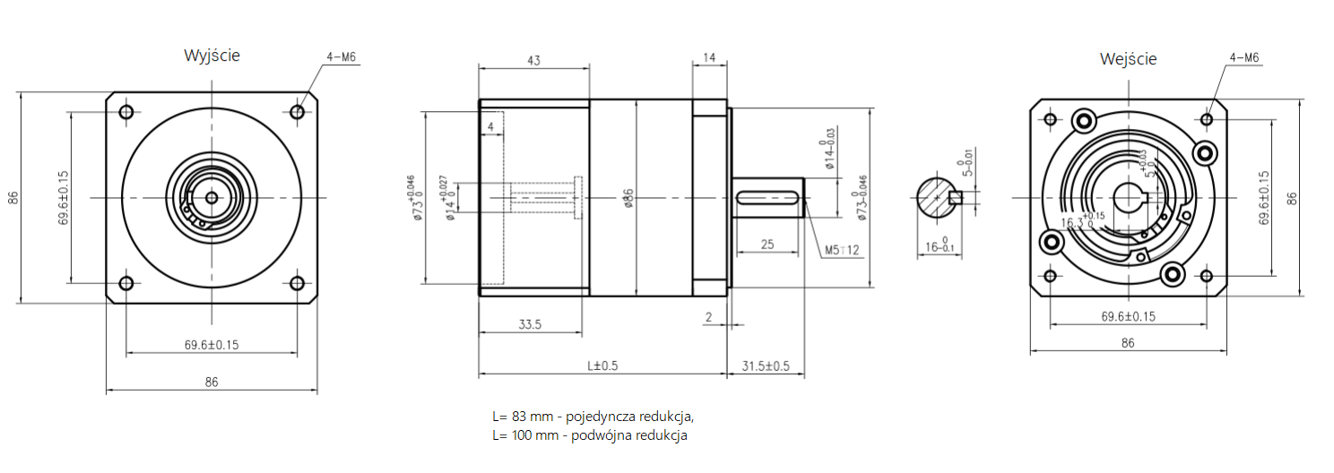 Przekładnia planetarna silnika krokowego SC86STH 1:10 wał silnika 14mm