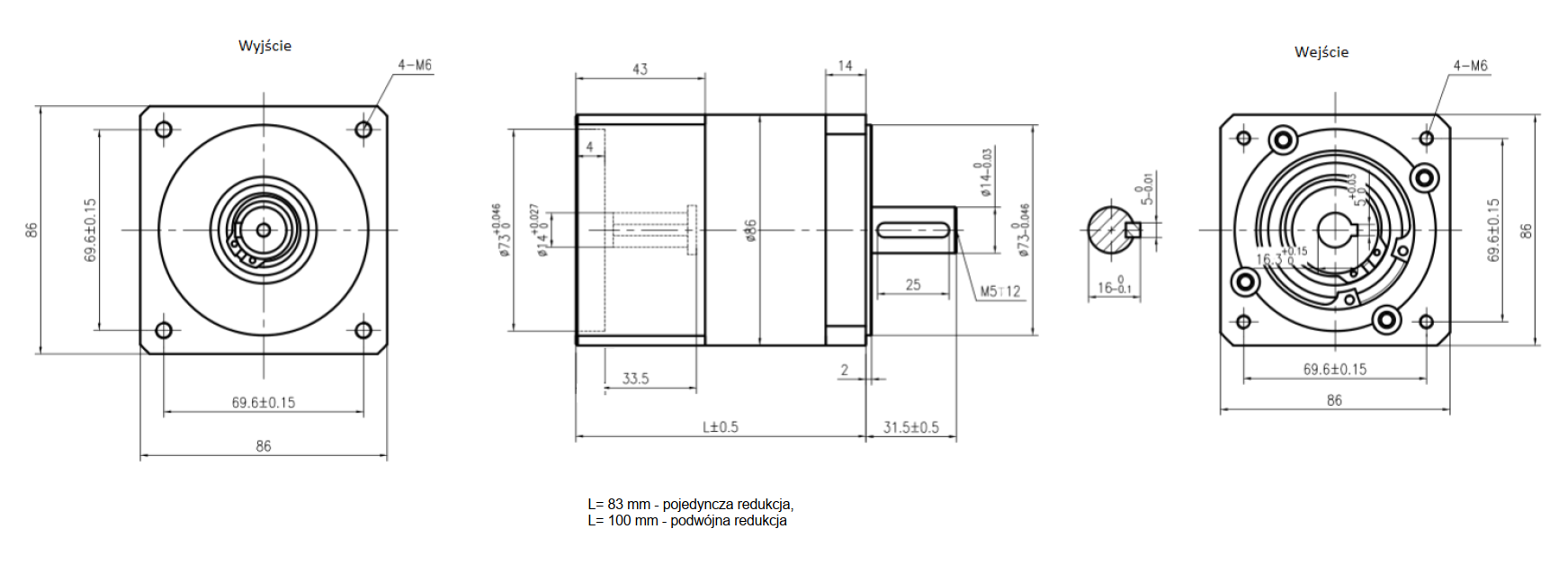 Przekładnia planetarna silnika krokowego NEMA 34 SC86STH 1:15 wał silnika 14mm
