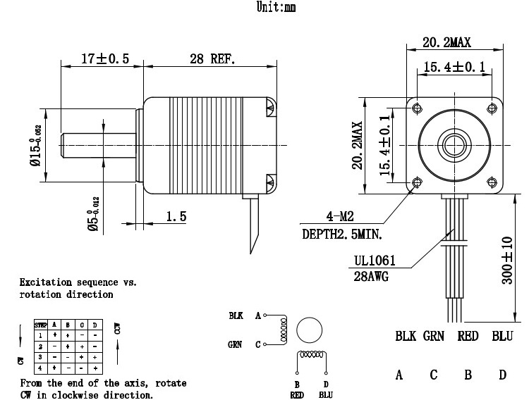 Silnik krokowy 20BYGH1503 - 0,015Nm Silnik krokowy 20BYGH1503 - 0,015Nm