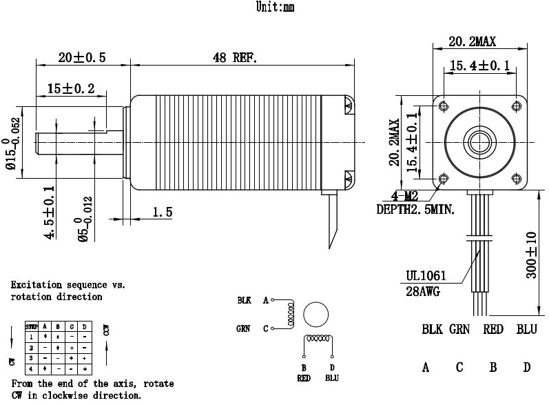 Silnik krokowy 20BYGH3503 - 0,035Nm Silnik krokowy 20BYGH3503 - 0,035Nm