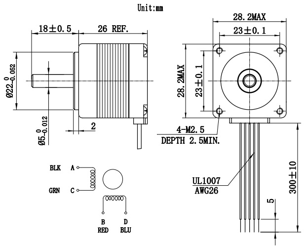 Silnik krokowy 28BYGH1203 - 0,05Nm Silnik krokowy 28BYGH1203 - 0,05Nm