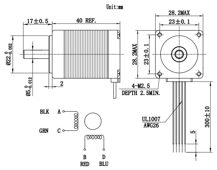 Silnik krokowy 28BYGH2603 - 0,11Nm Silnik krokowy 28BYGH2603 - 0,11Nm
