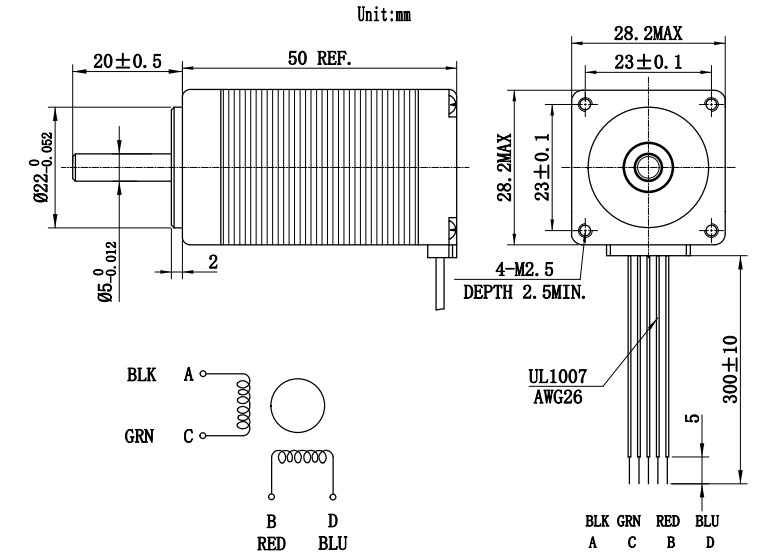 Silnik krokowy 28BYGH3703 - 0,14Nm Silnik krokowy 28BYGH3703 - 0,14Nm