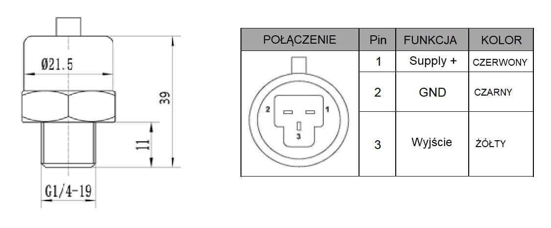 Przetwornik ciśnienia ZX5001-021 - 0-0.5Mpa, G1/4, 5V, 0,5-4,5V Przetwornik ciśnienia ZX5001-021 - 0-0.5Mpa, G1/4, 5V, 0,5-4,5V
