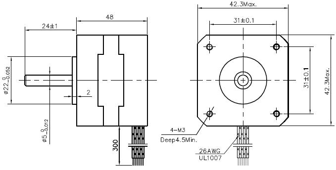 Silnik krokowy SM 42/47-0406A - 0.32Nm Silnik krokowy SM 42/47-0406A - 0.32Nm