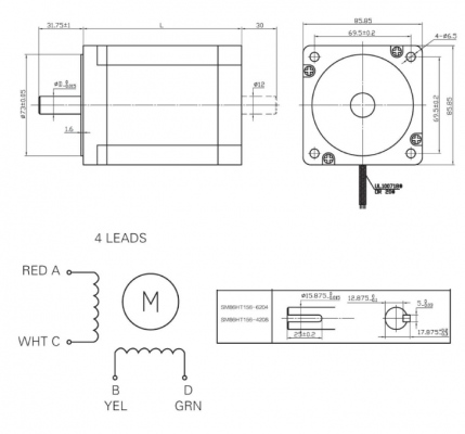 Silnik krokowy SM 86/156-6204A (fi16) - 12.2Nm Silnik krokowy SM 86/156-6204A (fi16) - 12.2Nm