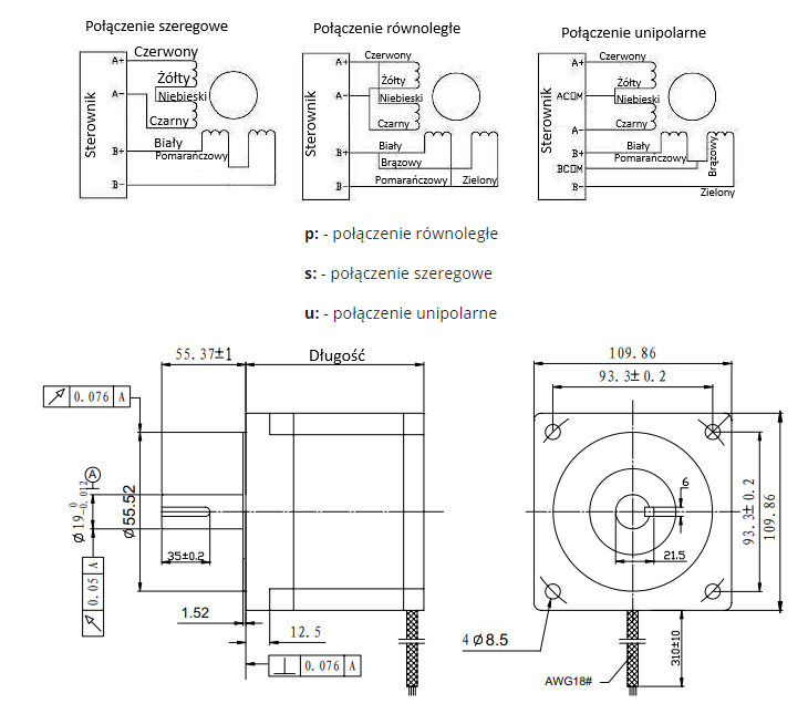 Silnik krokowy SM 110/165-5508B - 23Nm Silnik krokowy SM 110/165-5508B - 23Nm