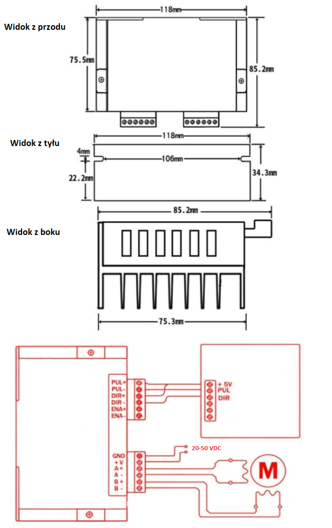 Sterownik silnika krokowego DM542 - 4.2A Sterownik silnika krokowego DM542 - 4.2A
