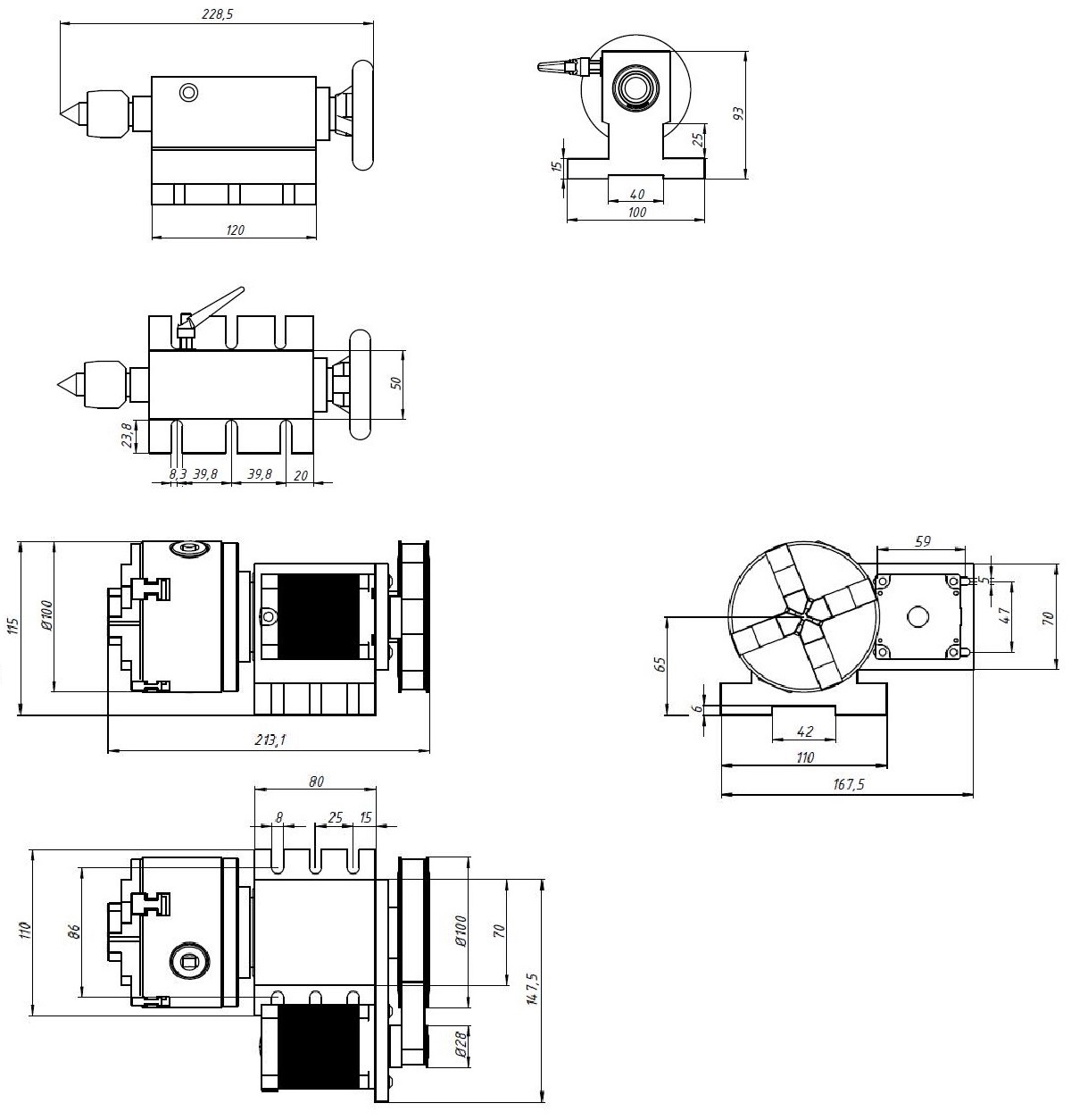 Czwarta oś obrotowa K11-100 1:6 uchwyt trzyszczękowy Czwarta oś obrotowa K11-100 1:6 uchwyt trzyszczękowy