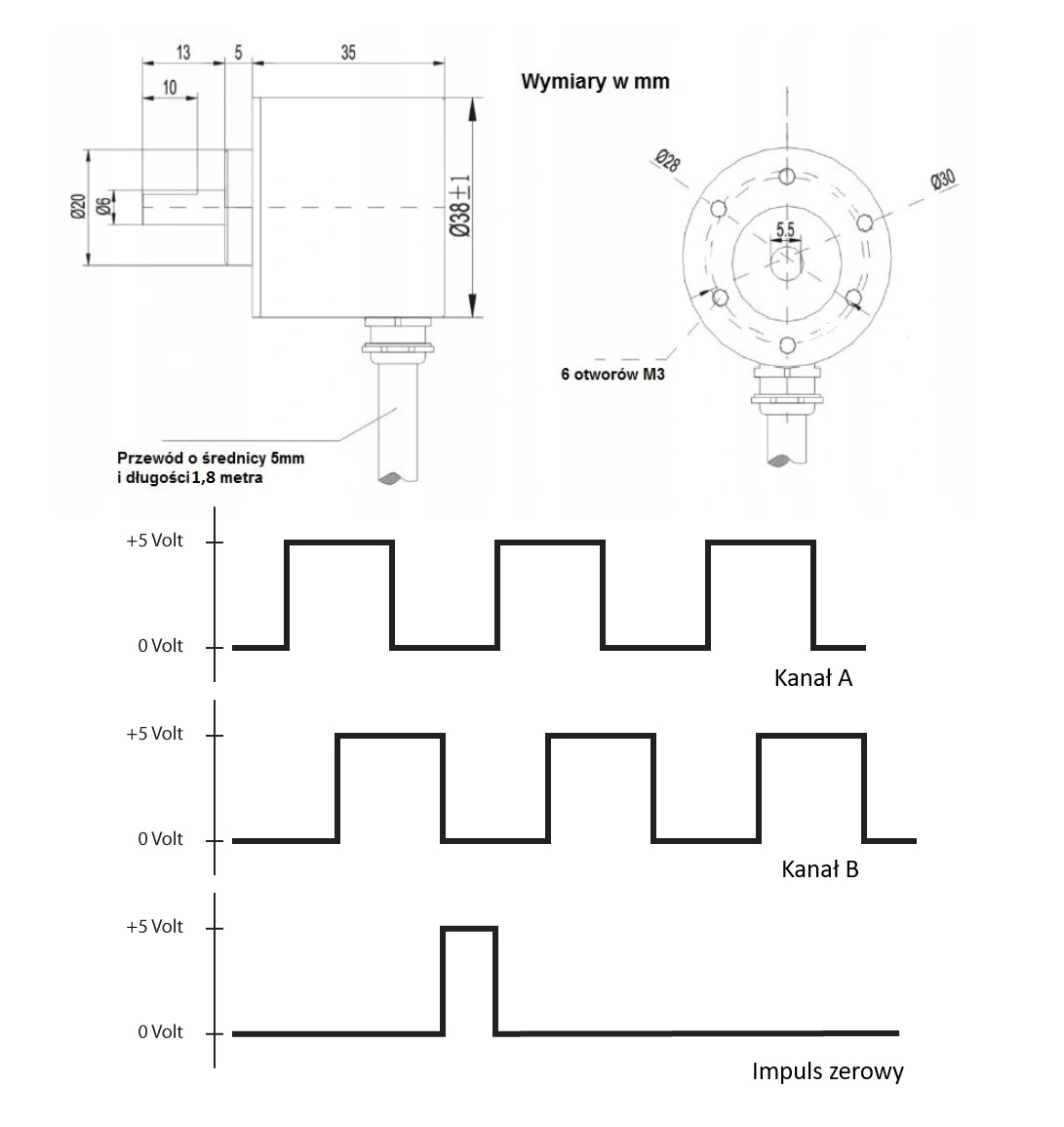 Enkoder inkrementalny obrotowy PIB3806-200-G5-24-C Enkoder inkrementalny obrotowy PIB3806-200-G5-24-C