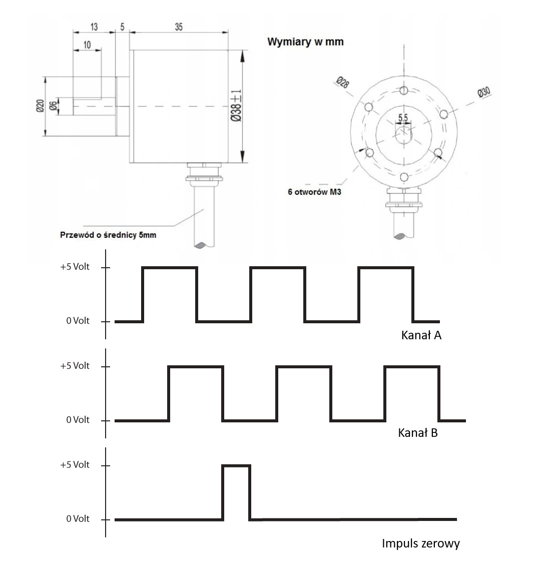 Enkoder inkrementalny obrotowy PIB3806-100-G5-24-C Enkoder inkrementalny obrotowy PIB3806-100-G5-24-C