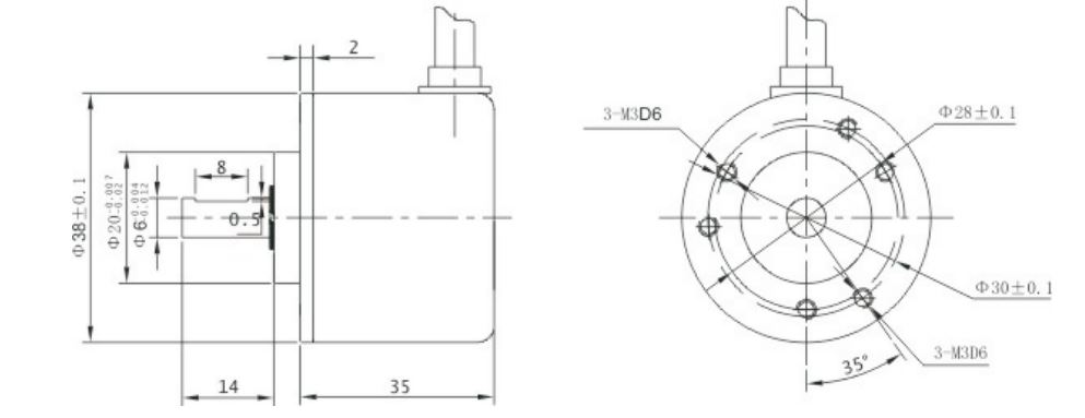 Enkoder inkrementalny obrotowy PIB3806-1024-G5-30T, 1024 imp/obr, 5-30VDC, fi38, wałek 6mm, Line Driver Enkoder inkrementalny obrotowy PIB3806-1024-G5-30T, 1024 imp/obr, 5-30VDC, fi38, wałek 6mm, Line Driver