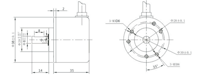 Enkoder inkrementalny obrotowy PIB3806-500-G5-24-C, 500imp/obr, 5-24VDC, fi38, wałek 6mm, OC Enkoder inkrementalny obrotowy PIB3806-500-G5-24-C, 500imp/obr, 5-24VDC, fi38, wałek 6mm, OC