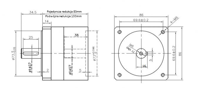 Przekładnia planetarna silnika krokowego SC86STH 1:40 wał silnika 14mm Przekładnia planetarna silnika krokowego SC86STH 1:40 wał silnika 14mm