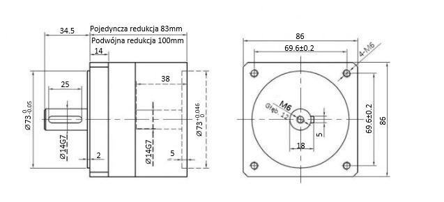 Przekładnia planetarna silnika krokowego SC86STH 1:100 wał silnika 14mm Przekładnia planetarna silnika krokowego SC86STH 1:100 wał silnika 14mm