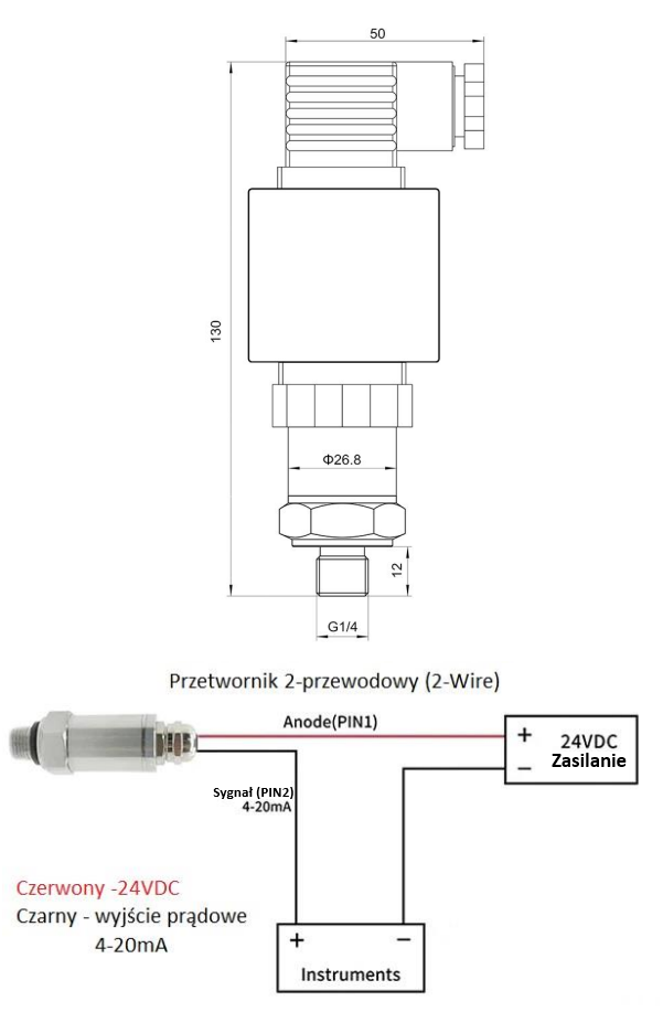 Przetwornik ciśnienia ZX5047-024 z wyświetlaczem - 0-25bar, G1/4, 9-36V, 4-20mA Przetwornik ciśnienia ZX5047-024 z wyświetlaczem - 0-25bar, G1/4, 9-36V, 4-20mA