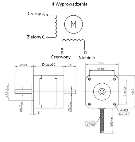 Silnik krokowy SM 42/47-1684A - 0.44Nm Silnik krokowy SM 42/47-1684A - 0.44Nm