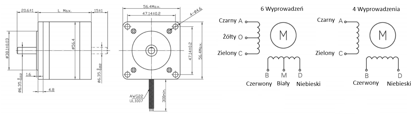 Silnik krokowy (kwadratowy) SM 57/41-1564A - 0.4Nm Silnik krokowy (kwadratowy) SM 57/41-1564A - 0.4Nm