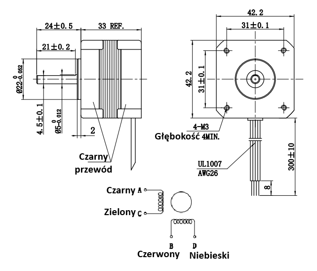 Silnik krokowy 42BYGH1202 - 0,32Nm Silnik krokowy 42BYGH1202 - 0,32Nm