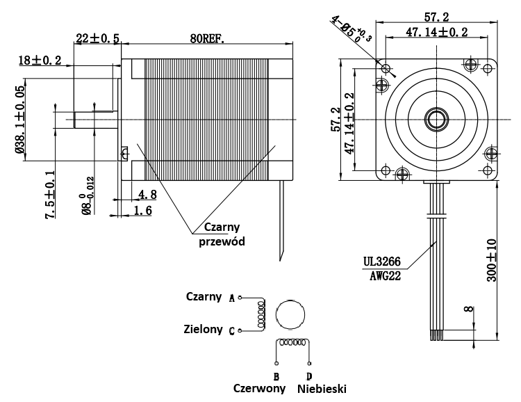 Silnik krokowy 57BYGH5702 - 2,3Nm Silnik krokowy 57BYGH5702 - 2,3Nm
