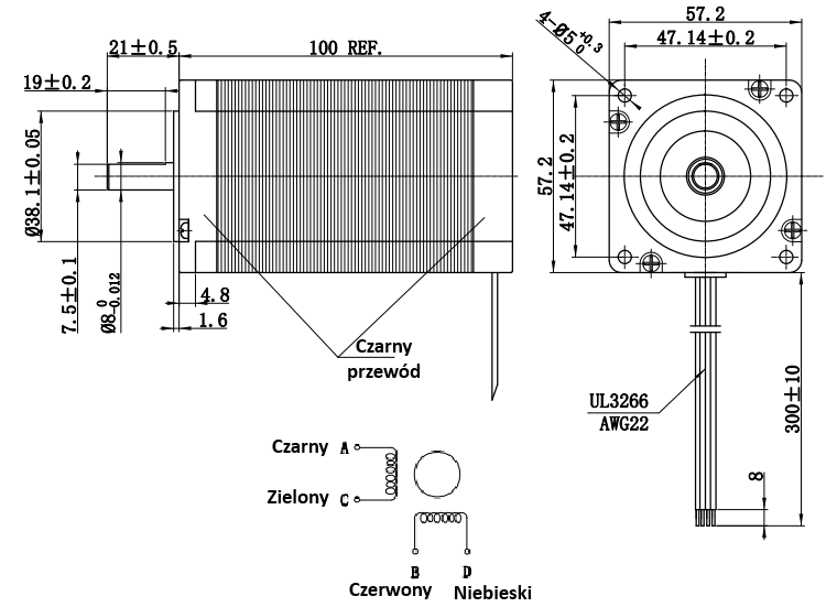 Silnik krokowy 57BYGH7502 - 3,0 Nm Silnik krokowy 57BYGH7502 - 3,0 Nm