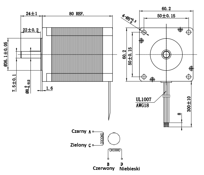 Silnik krokowy 60BYGH5703 - 2,6Nm Silnik krokowy 60BYGH5703 - 2,6Nm