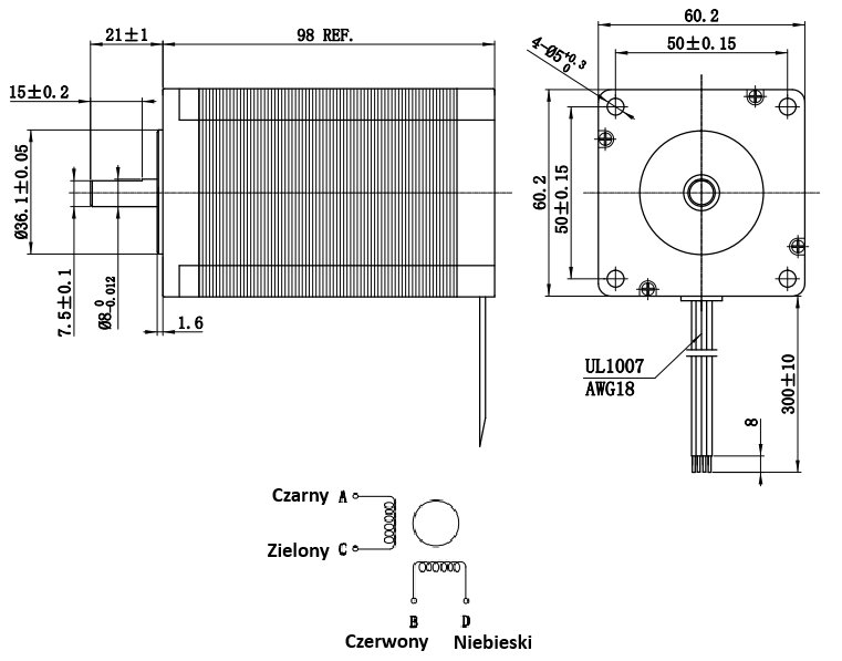 Silnik krokowy 60BYGH7503 - 3,3Nm Silnik krokowy 60BYGH7503 - 3,3Nm